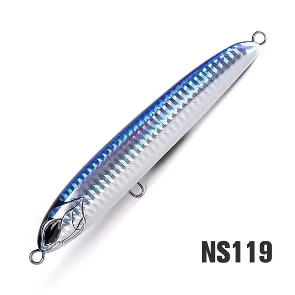 NOEBY pencil fishing lure NS119 silver-blue body with treble hooks