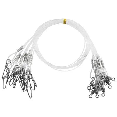 Fluorocarbon fishing line leader set with quick-change snaps, swivels, and hooks
