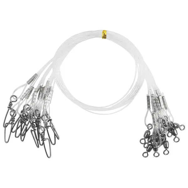 Fluorocarbon fishing line leader set with quick-change snaps, swivels, and hooks