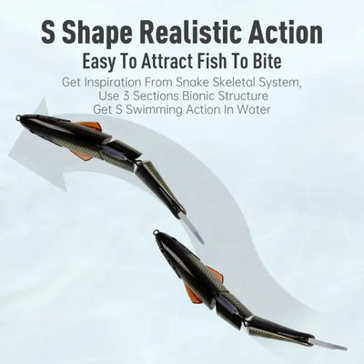 LEYDUN DOWZ SWIMMER 180SF 2oz Slow Floating Fishing Lures Triple Joint Body Glide Swimbaits Hard Baits Wobblers For Bass Pike -  - Cast N Go