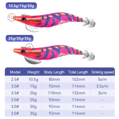 Pink and blue glitter squid jig lure with silver multi-hook skirt and ring eye