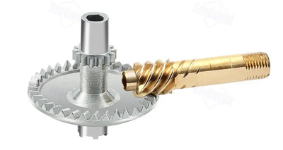 Metal gear and gold screw drive assembly of a spinning fishing reel