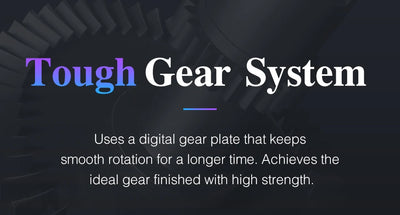 Spinning fishing reel gear system promotional banner