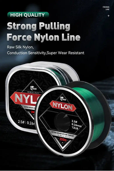 LEYDUN Super Strong Nylon Fishing Line 200m Japan Durable Monofilament Wire Sea Freshwater Main Line Leader Fishing Wire 2-20LB -  - Cast N Go