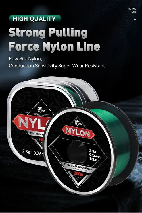 LEYDUN Super Strong Nylon Fishing Line 200m Japan Durable Monofilament Wire Sea Freshwater Main Line Leader Fishing Wire 2-20LB -  - Cast N Go