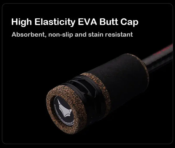 Fishing rod EVA butt cap with textured black grip end