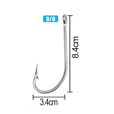 J hook fishing hook size 9/0, 8.4cm overall length