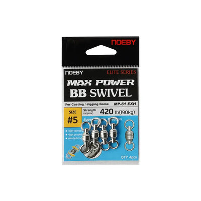 noeby Max Power BB swivel pack, size #5, stainless steel welded solid rings (4 pcs)