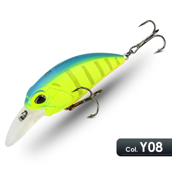 MEREDITH JERK floating crankbait, neon chartreuse with white belly, 2 treble hooks