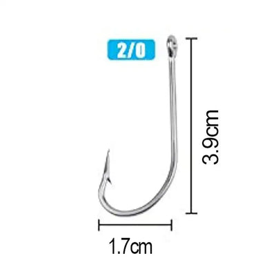 J hook fishing hook size 2/0, 3.9cm overall length