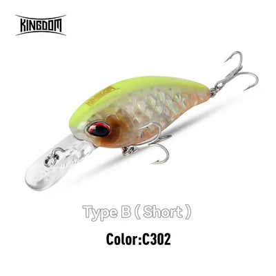 Floating crankbait minnow lure, Type B (short), chartreuse-green body with silvery scales and 2 treble hooks