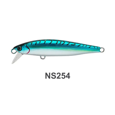Fishing minnow lure, teal top with white belly, side hooks, NS254