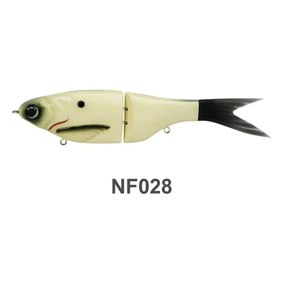 NF028 glide swimbait lure with pale cream body and black tail