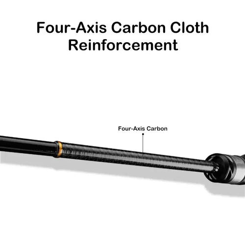 Carbon telescopic fishing rod section with four-axis weave reinforcement, black finish