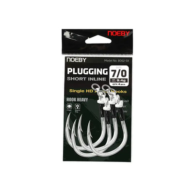 Noeby plugging short inline single HD assist hook pack, 7/0 size, heavy hook