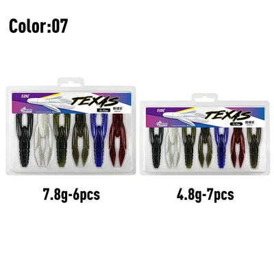 Mixed-color soft plastic lure set, black and white paddle-tail grubs