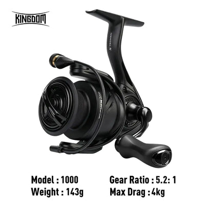 KINGDOM spinning reel, Model 1000; gear ratio 5.2:1; max drag 4kg