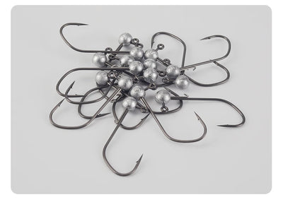 Assorted micro jig head hooks with ball weights, silver, spread pile