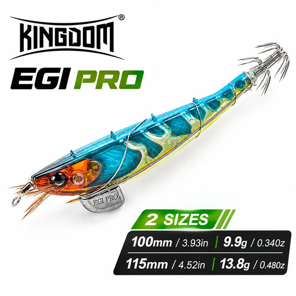 Blue and orange luminous sinking squid jig lure with shiny tentacle hooks
