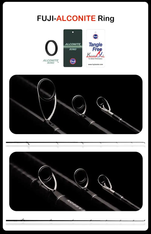 Fishing rod guide set with FUJI Alconite rings and metal guide frames