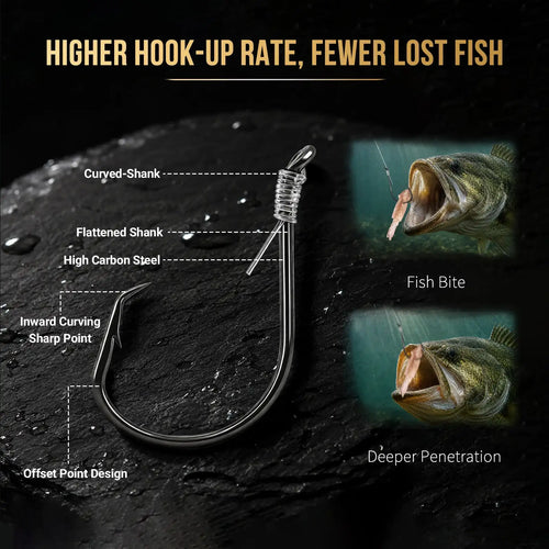 High carbon steel offset fishing hook with coiled spring shank and barrel swivel