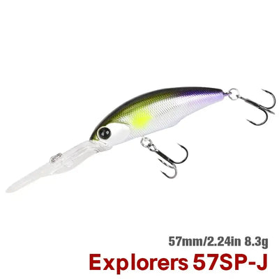 EXPLORERS suspending minnow lure, 57mm; green chartreuse top with white silver sides