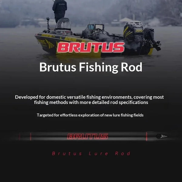 2-piece spinning fishing rod with branding text overlay