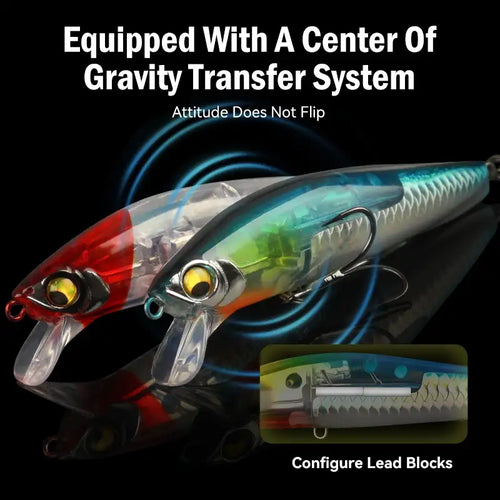 LEYDUN Sinking Sea Bass Fishing Lures Baits 95mm 21g Minnow Lures with Flash Blade Hard lure Good Action Wobblers Tackle Pike -  - Cast N Go
