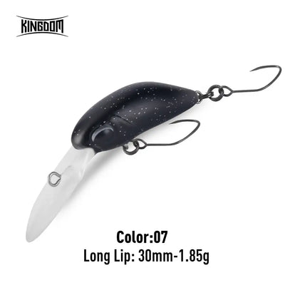 Hard plastic minnow crankbait, Color07 dark blue with long lip and treble hooks