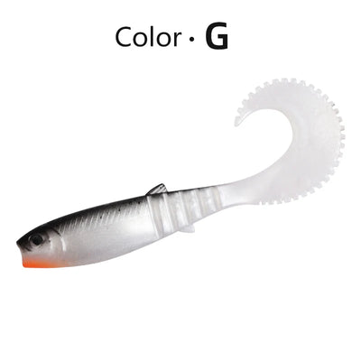 Soft silicone fishing lure, color G: silver-gray body with translucent fork tail
