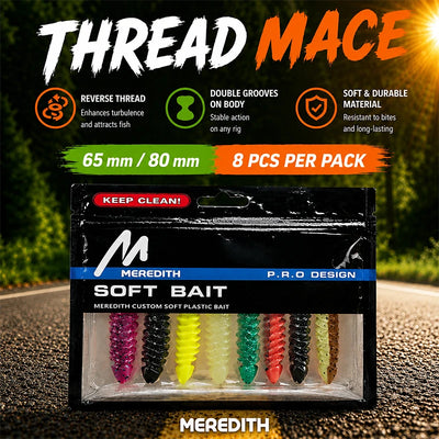 Meredith soft bait pack showing mixed paddle tail soft lures, 65mm/80mm, 8 pcs