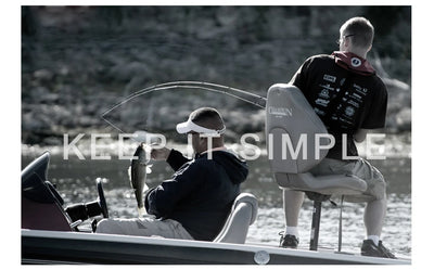 Fishing promotion banner with anglers on a boat