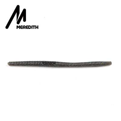 Dark gray/black silicone worm fishing lure with glitter specks