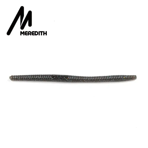 Dark gray/black silicone worm fishing lure with glitter specks