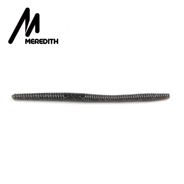 Dark gray/black silicone worm fishing lure with glitter specks