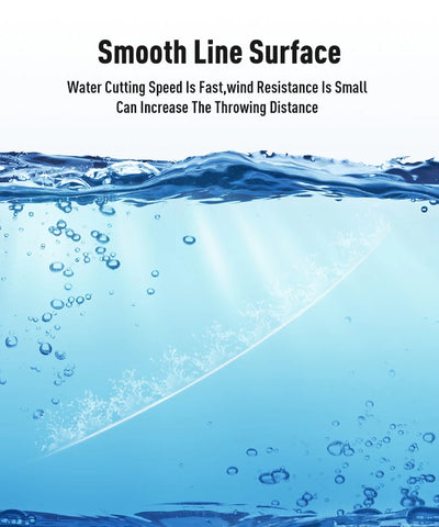 Water splash surface with bubbles for smooth, clear fluorocarbon line performance