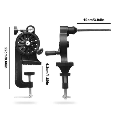 Fishing line winder and spooler with adjustable table clamp and crank wheel