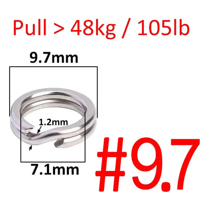 Stainless steel double oval split ring connector, size #9.7