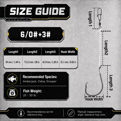 9KM DWLIFE Pre-Tied Surf Rig – Offset Circle Hook & Barrel Swivel | 4/0 6/0 8/0 | Snapper Mulloway