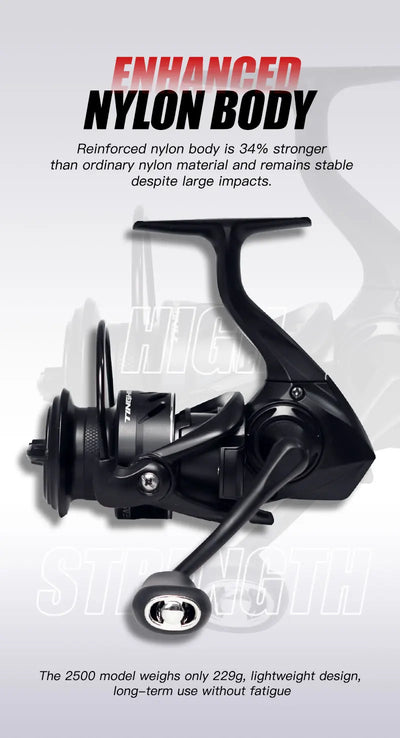 SEASIR black spinning fishing reel with handle and closed front spool