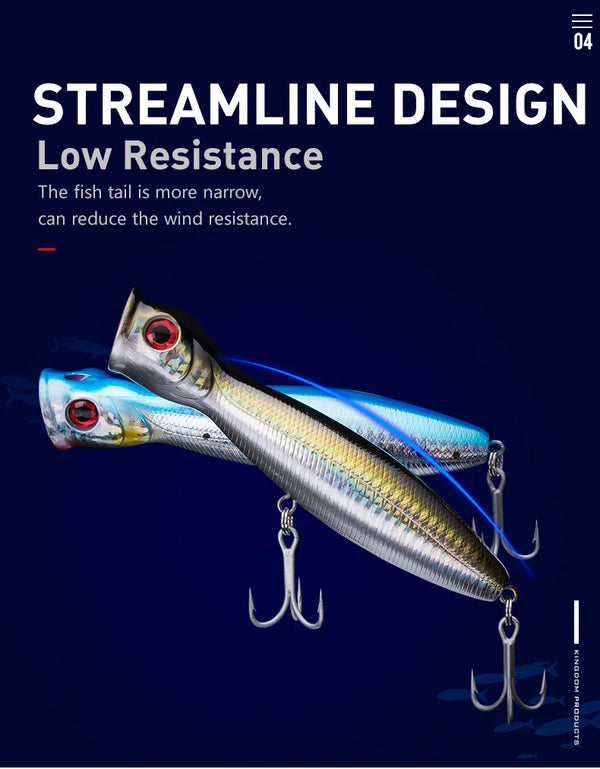 Streamlined hard fishing lure set with two lures, blue-silver bodies and treble hooks.