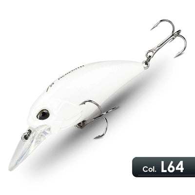 MEREDITH JERK floating crankbait, solid white body with black eye, 2 treble hooks