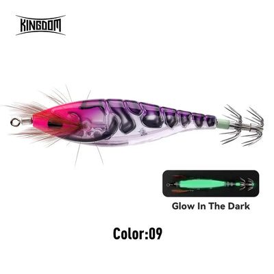 Artificial squid jig, Color 09 purple-gray body with green glow-in-the-dark tail