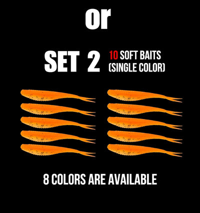SEASIR 7cm Soft Bait Lure Set – Thread Body | Separate Vibrating Tail | Reflective Sequins | Double Groove Rig | 8 Colours