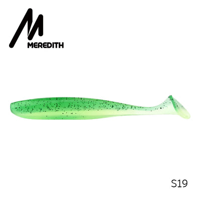 Silicone fishing lure, green shiner with speckles, soft T-tail, 10cm