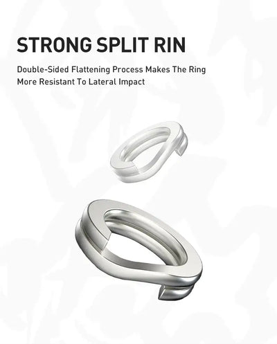 Split ring hardware for fishing lures, double-sided flattened metal ring