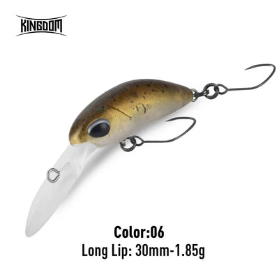 Hard plastic minnow crankbait, Color06 olive-brown with long lip and treble hooks