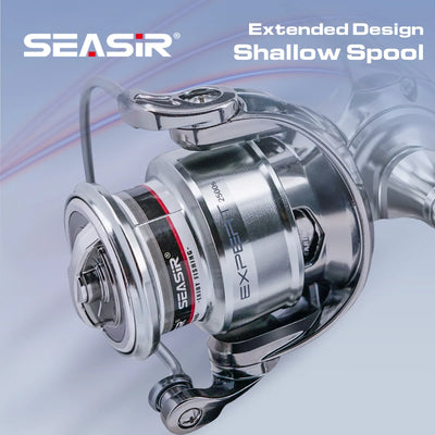 SEASIR Expert Spinning Reel – Ultra-Long Cast Shallow Spool | IPX6 | One-Piece Metal Handle | 10+1BB | 1500S–4000S