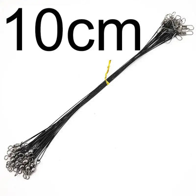 Black steel fishing wire leader with swivels, 10cm length