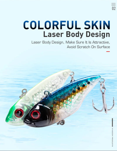 Sinking crankbait lure with blue back, white body, green tail, and treble hooks.